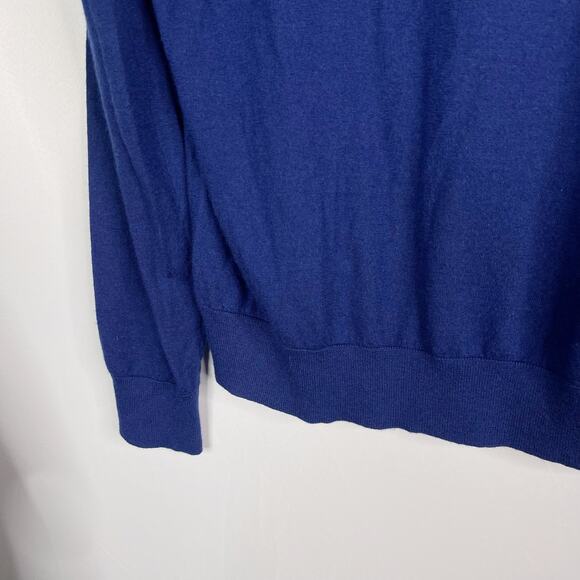Neiman Marcus Mens Medium M Cobalt Blue Cashmere V Neck Pullover Sweater Knit - Picture 5 of 7